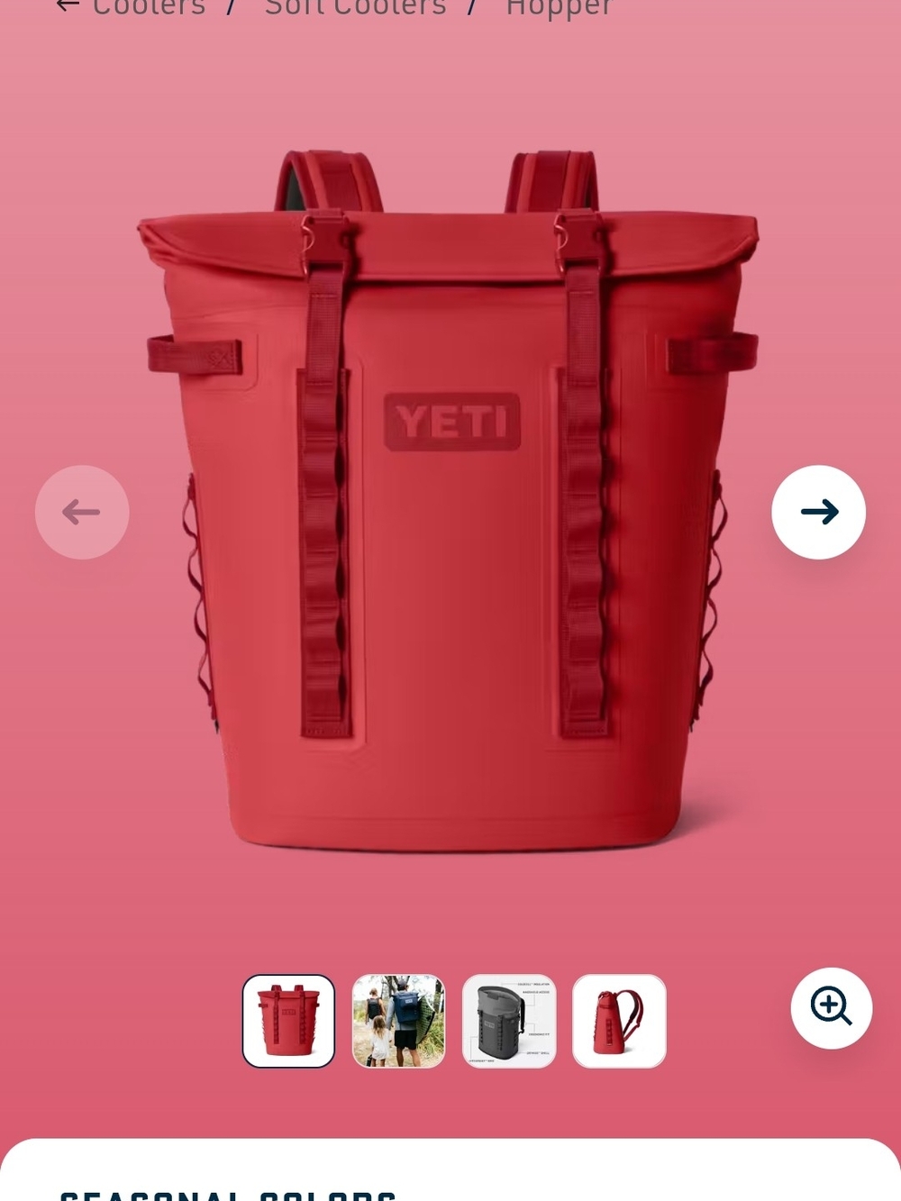 Yeti Red Insulated Hopper Backpack Cooler